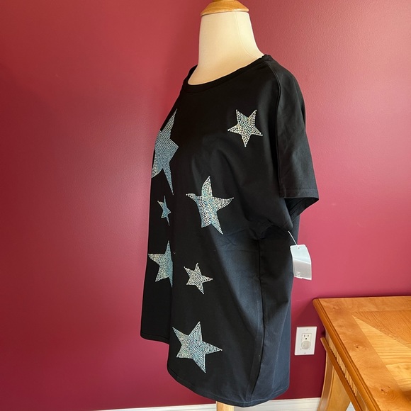 Mc Lorene black oversized tunic tee with iridescent stars one size - Picture 10 of 12